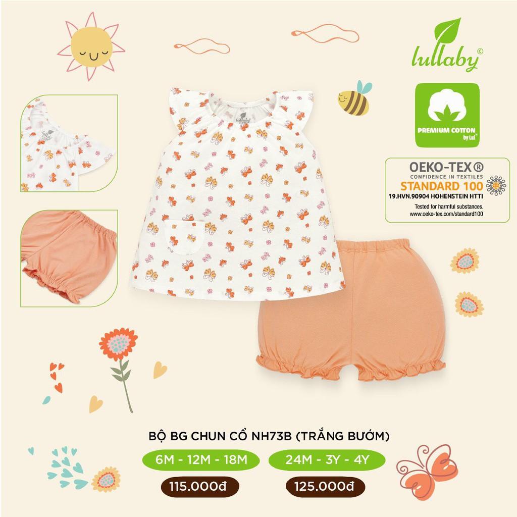 Bộ cộc tay bé gái Lullaby NH73B, bộ quần áo cotton cao cấp