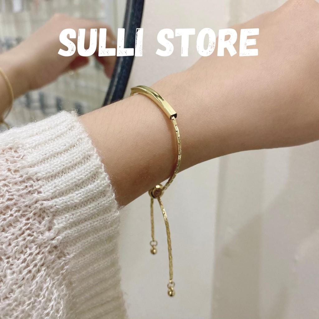 Vòng tay lắc tay nữ Gold bar dây rút khắc tên theo yêu cầu freesize Sulli store