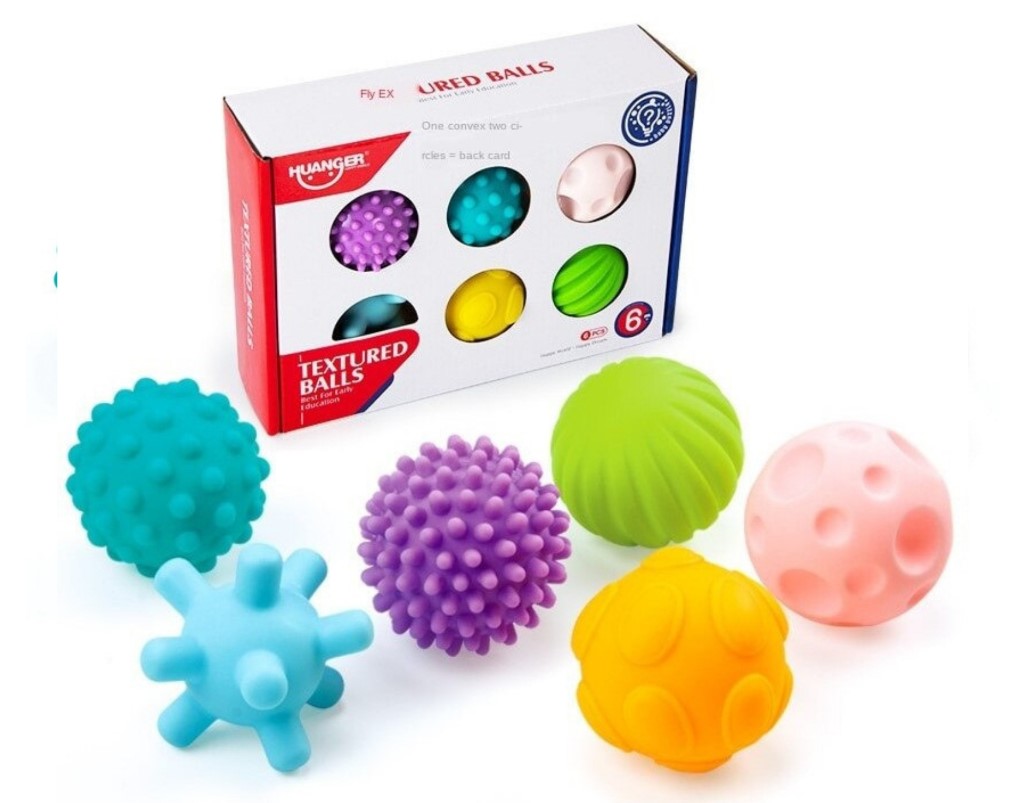 Đồ Chơi Giáo Dục Sớm 6 Bóng Gai Cho Bé - HUANGER HE0207 Textured Balls (Từ 6 Tháng Tuổi)