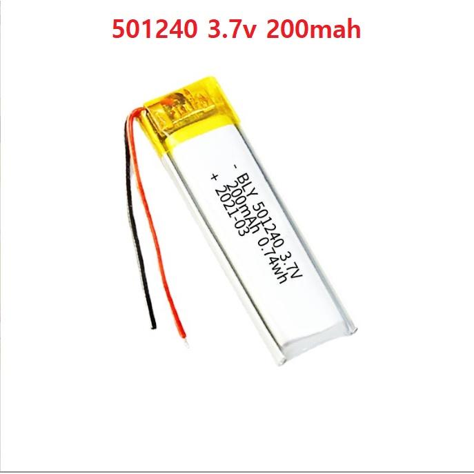 Pin Sạc Lithium Polymer 3.7V 200mah 501240 Cho tai nghe Mp3 MP4 MP5 GPS PSP Bluetooth hàng mới