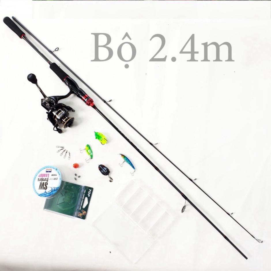 Xả hàng sale Bộ cần câu cá lure máy đứng 1.68m - 1.8m - 2.1m - 2.4m + Máy kim loại + dây câu lure + hộp mồi lure B-lu-D0