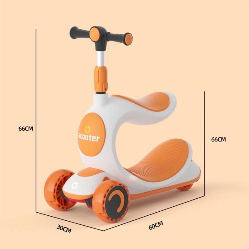 Xe trượt có ghế siêu xinh cho bé - Xe trượt scooter 3 bánh 808 màu cam