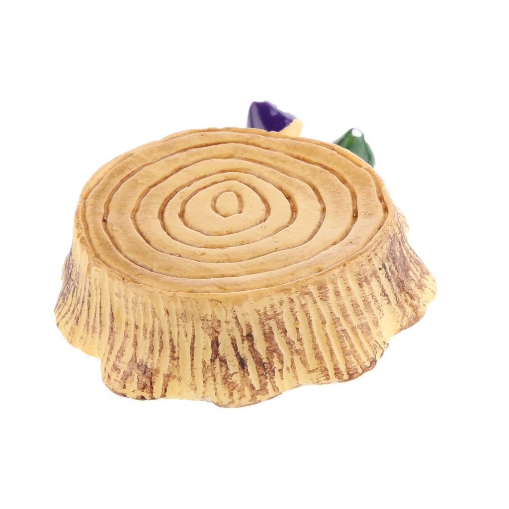 Miniature wooden wooden stool chair with mushroom mini world garden decor