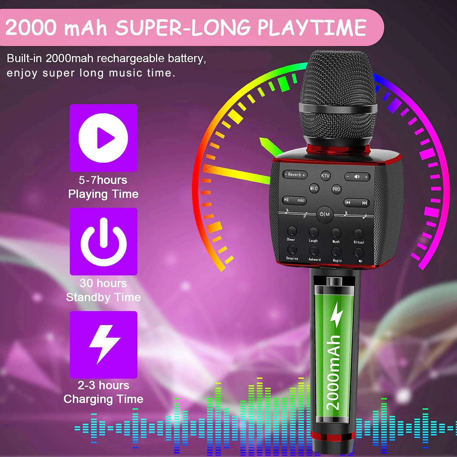 Micro Karaoke không dây Bluetooth Chuyên nghiệp Mic Chuyên nghiệp Máy hát di động cho điện thoại Bluetooth/TV/loa nhà KTV Màu sắc: Vàng