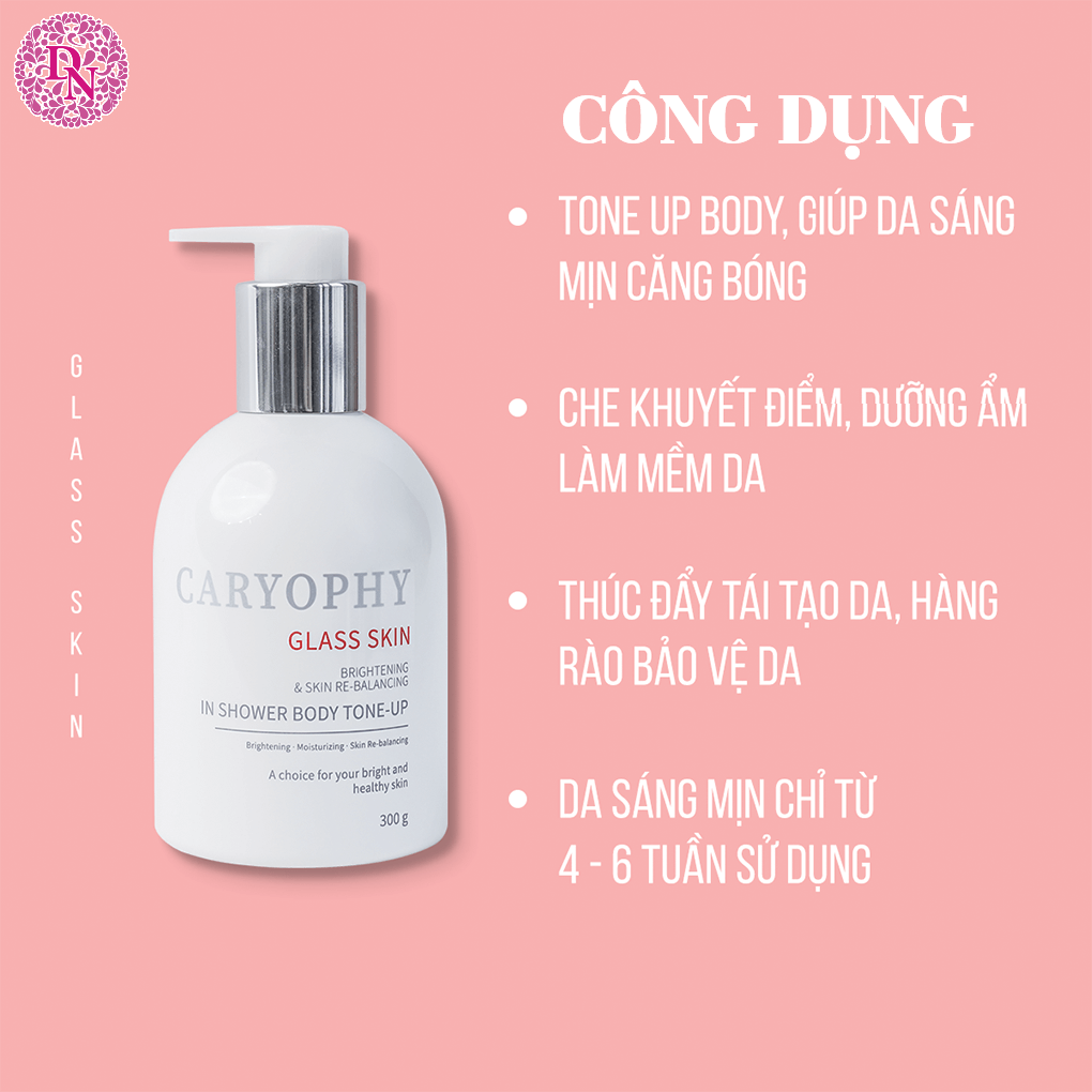 Kem Dưỡng Thể Trắng Da Caryophy 3in1 Glass Skin In Shower Body Tone Up Cream 300G