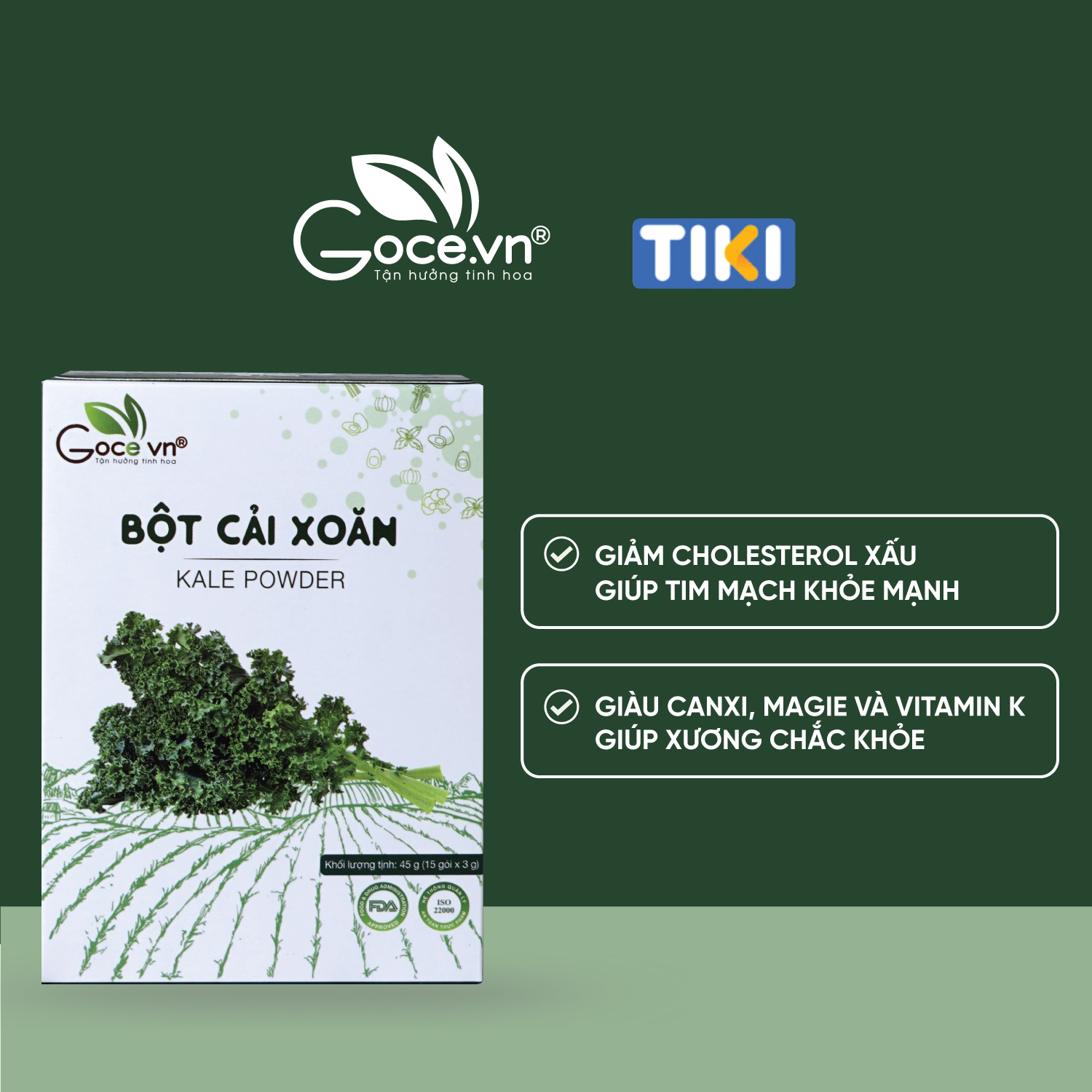 Bột cải xoăn Kale nguyên chất Goce - 45g ST