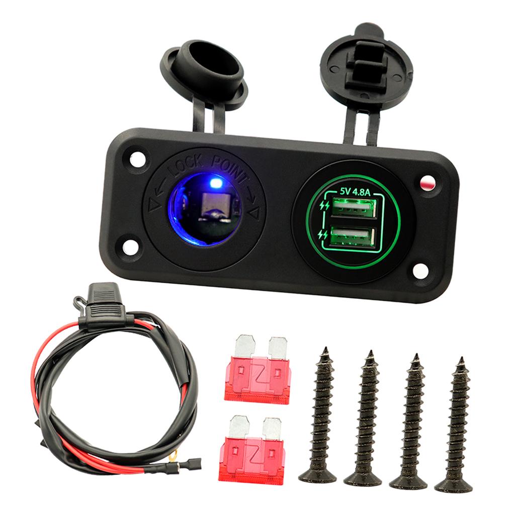 Car Marine Charger 12-24V Waterproof Dual USB Fast Charger Socket Power Outlet