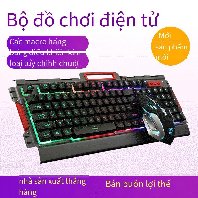 Ưu đãi đặc biệt Youxiang K33 bộ bàn phím và chuột có đèn nền có dây bảng kim loại CL LOL Bàn phím trò chơi phát sáng 19 phím không cần đục lỗ