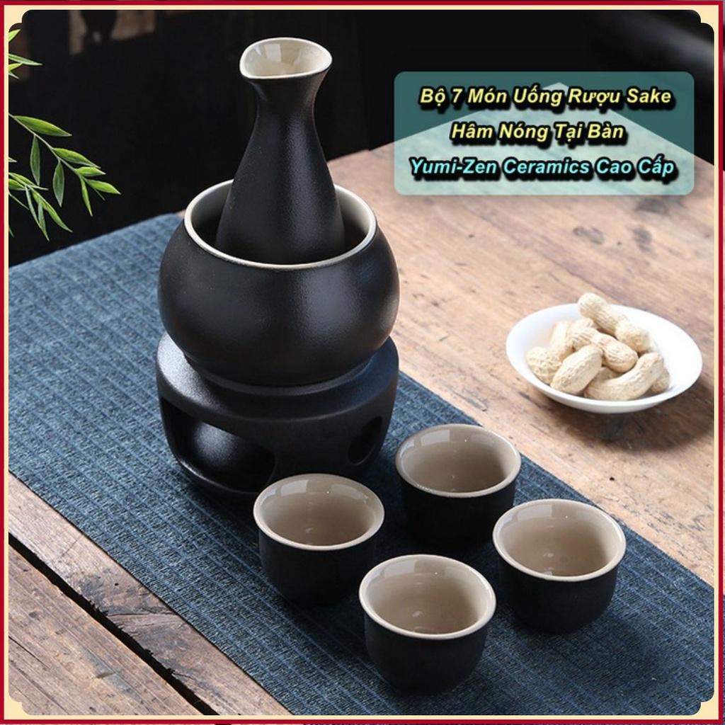 Bộ 7 Chi Tiết Uống Sake Hâm Nóng Tại Bàn Yumi-Zen Ceramics Cao Cấp - Riki Shop