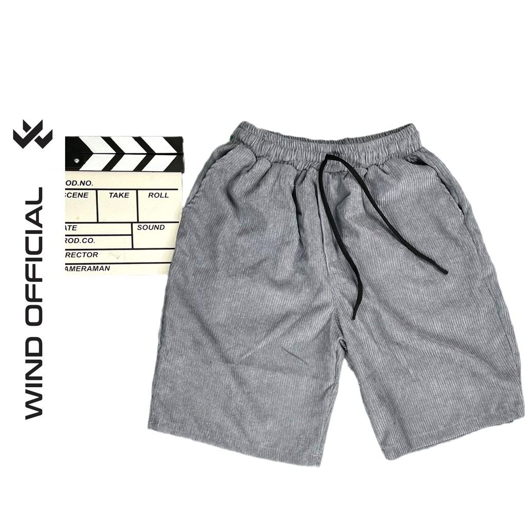 Quần short kaki ngố WIND unisex form rộng Nhung Trơn đùi lửng nam nữ ulzzang