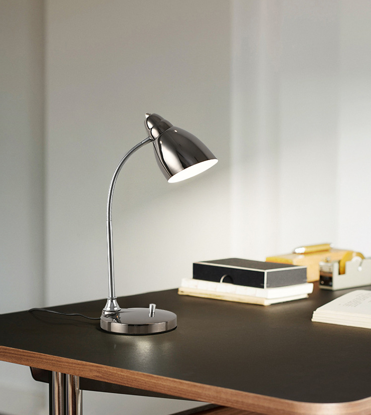 Đèn đọc sách để bàn Plating Black Metal Flexible Gooseneck Desk Lamp