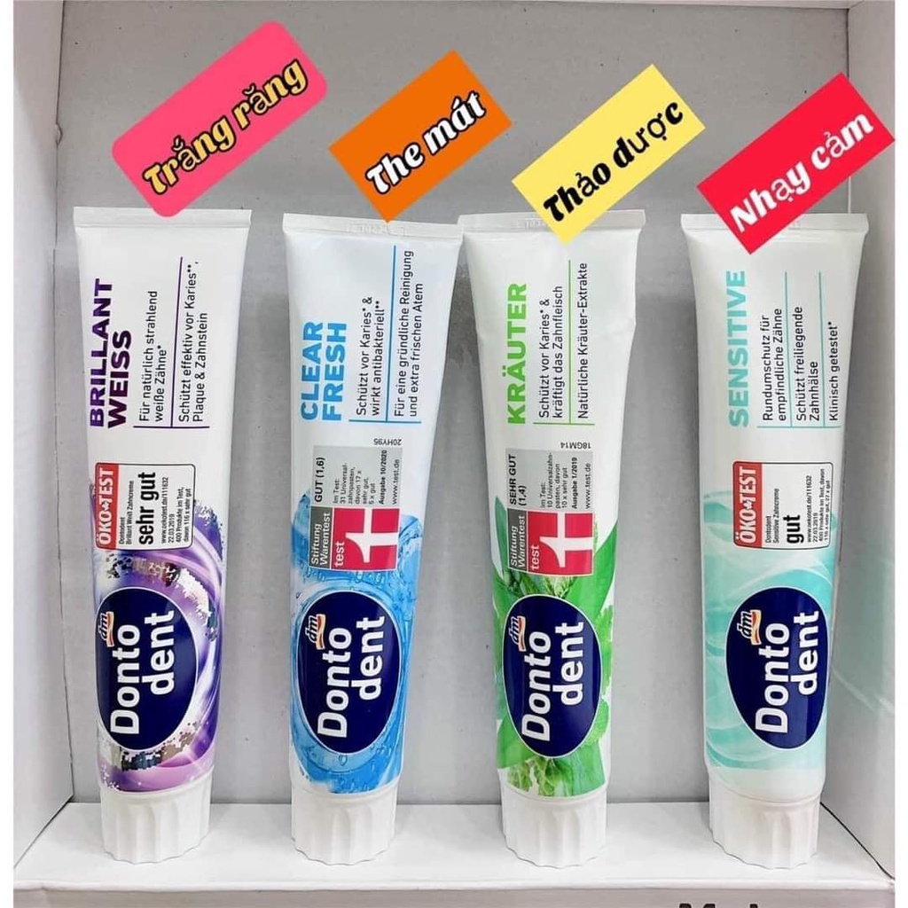 Kem Đánh Răng Dontodent Đức 125ml bảo vệ nướu và giảm sâu răng làm trắng răng