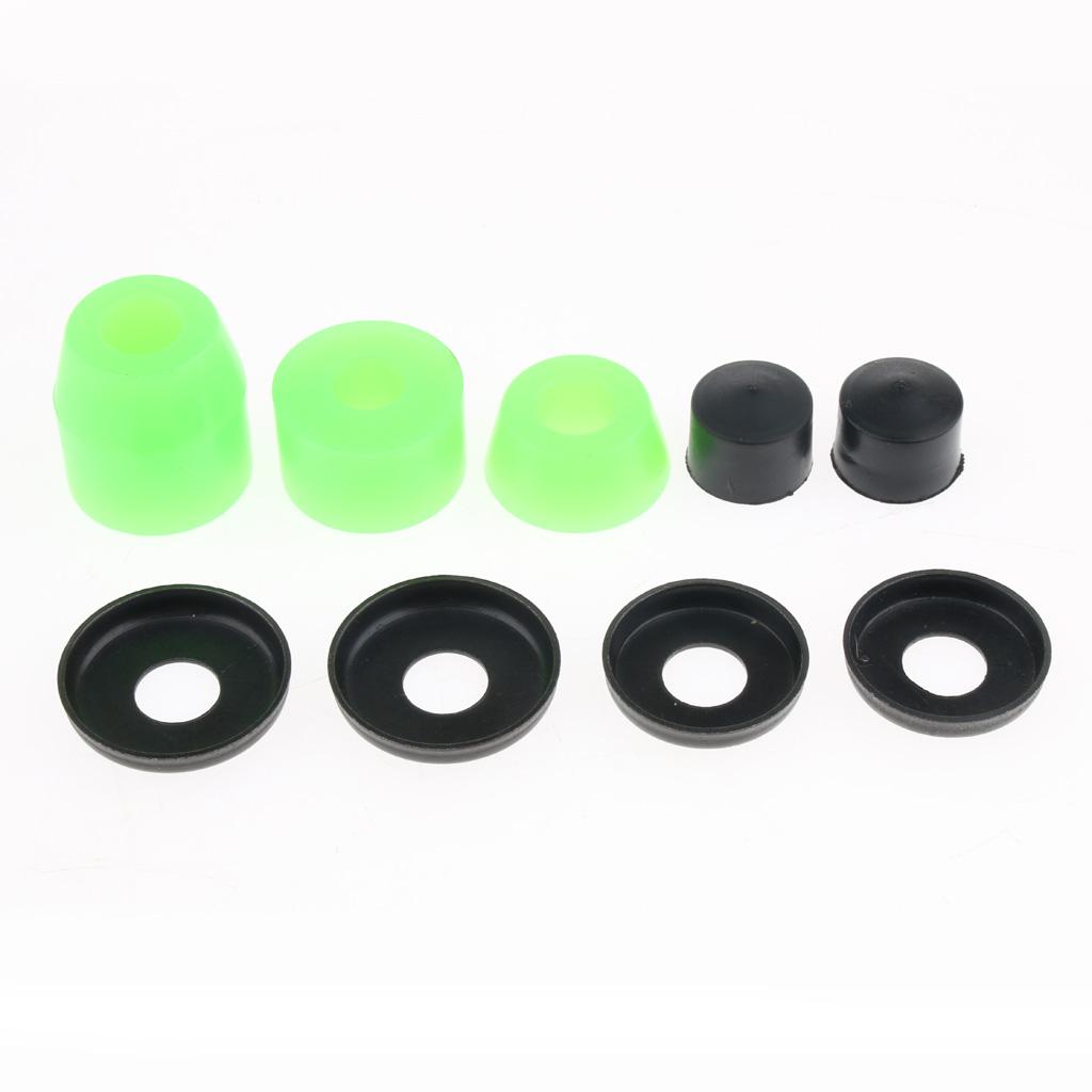 2xSkateboard Rebuild Kit Bushings Washers Pivot Cups for 2 Trucks 5in Green