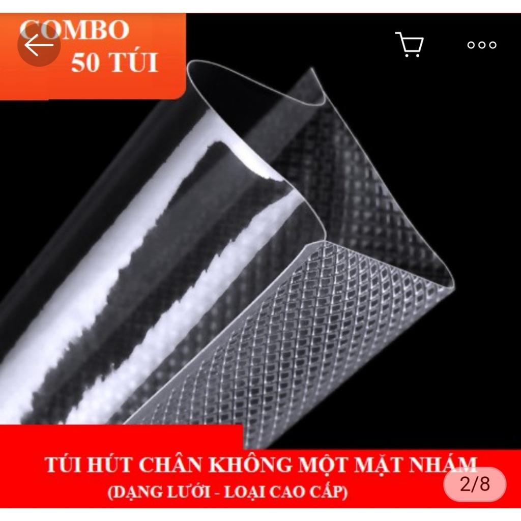 Túi hút chân không thực phẩm một mặt nhám, bộ 100 túi ép chân không cao cấp một mặt nhám size Thông dụng 25*17