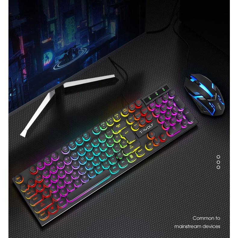 COMBO KB + MOUSE T-Wolf TF 270  Usb Led  ( màu đen) BẢO HÀNH 12 THÁNG