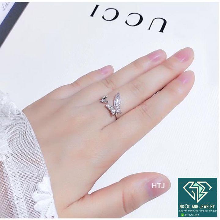 Nhẫn bạc nữ thiết kế hình cánh bướm, độc đáo xinh xắn,free size