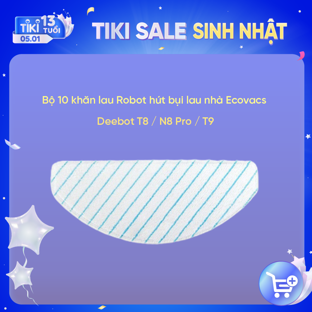 Bộ 10 khăn lau dùng cho Robot hút bụi lau nhà Ecovacs Deebot N8 Pro/ T8/T9_Hàng chính hãng
