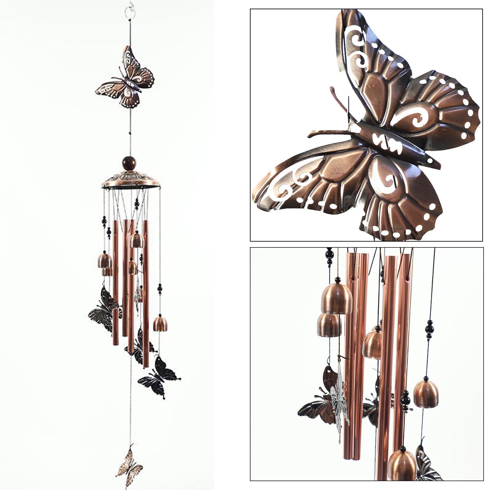 Outdoor Hanging Wind Chime Butterfly Wind Chime Bells 4 Tube Decorative