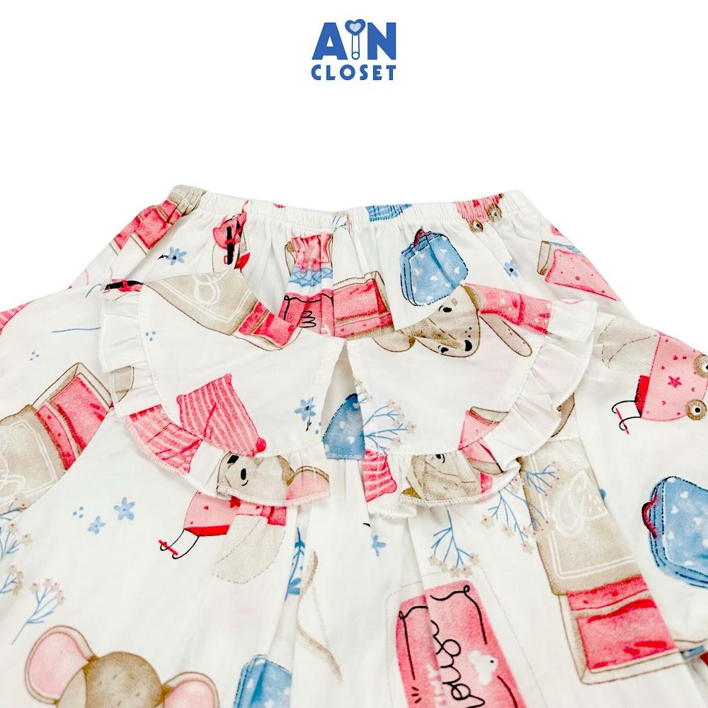 Bộ quần áo ngắn bé gái họa tiết Chuột Hồng cotton - AICDBGSDZAUL - AIN Closet