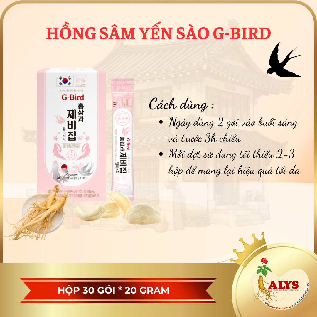 HỒNG SÂM YẾN SÀO G-BIRD DEADONG ( Hộp 20g x 30 stick Dạng Thạch)