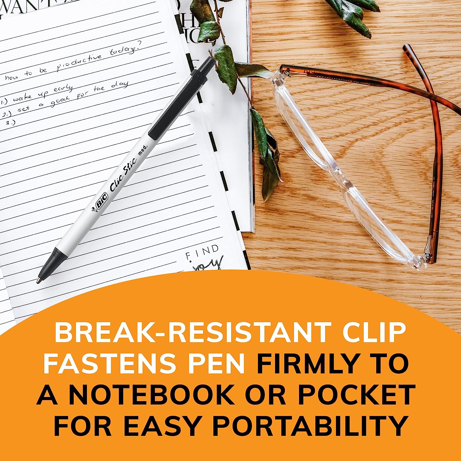 Bút bi gọn nhẹ, ngòi êm Bic Clic Stic Retractable Ball Pen, Cỡ ngòi 1.0mm, 1 cây viết màu xanh hoặc đen