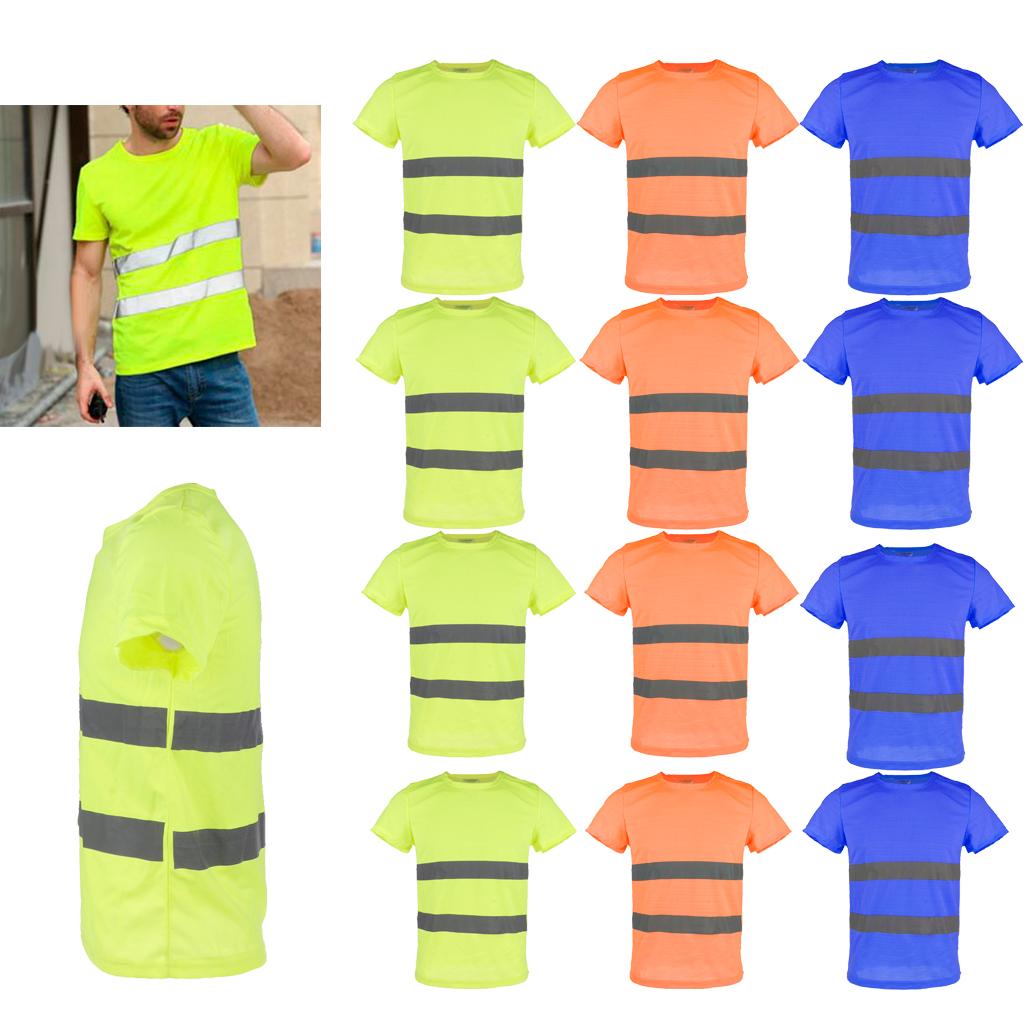 2xReflective T Shirt Safety Quick Dry High Visibility Short Sleeve L-XXXL Yellow L