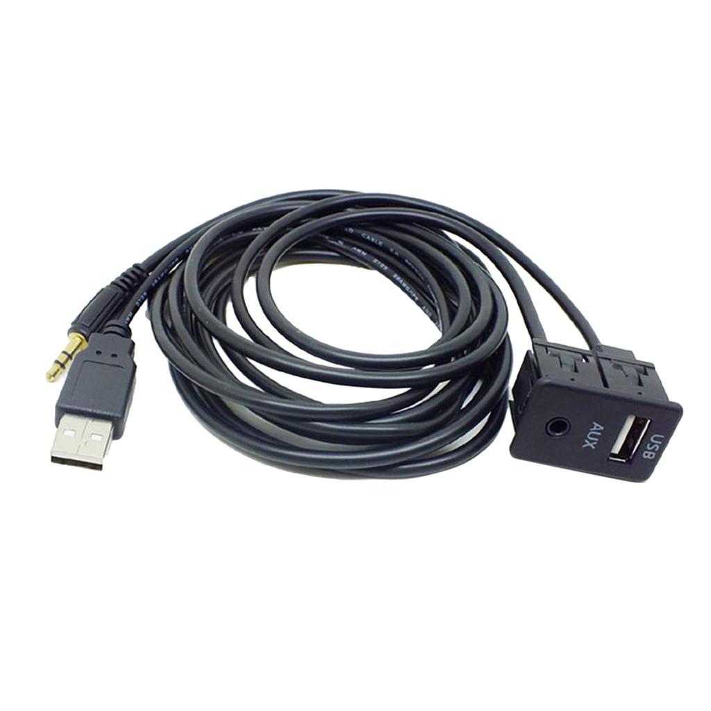 Car Audio Flush Mount USB 3.5mm AUX Male Mounting Adapter Panel Input