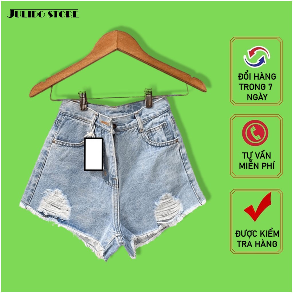 Quần short nữ lưng cao Julido S20 chất jean, một màu, ba kích thước thời trang trẻ trung