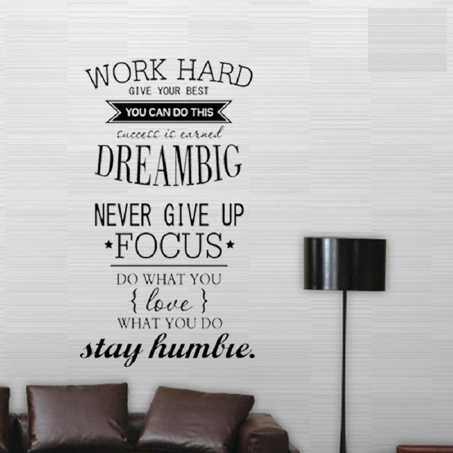 Decal dán tường chữ truyền động lực WORK HARD - DREAMS BIG