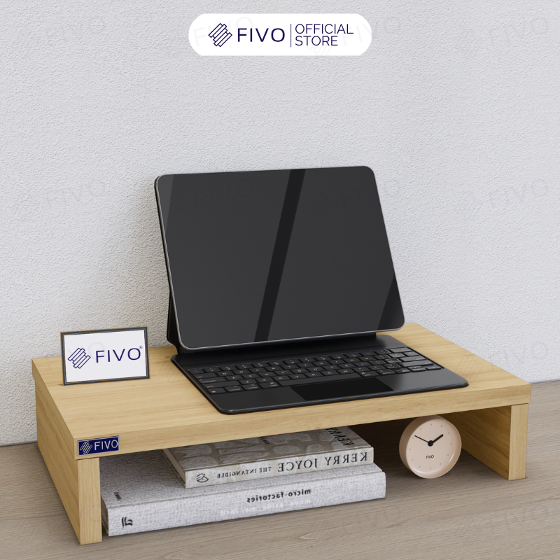 Kệ Máy Tính Gỗ Để Bàn FIVO FB25 Gỗ Dày Chống Ẩm, Gọn Gàng Góc Làm Việc, Nâng Chiều Cao Màn Hình, Bảo Vệ Đốt Sống Cổ