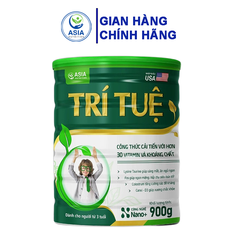 Sữa bột Asia Nutrition Trí Tuệ 900g nguyên liệu nhập khẩu USA tác dụng tăng cường sức khỏe toàn diện