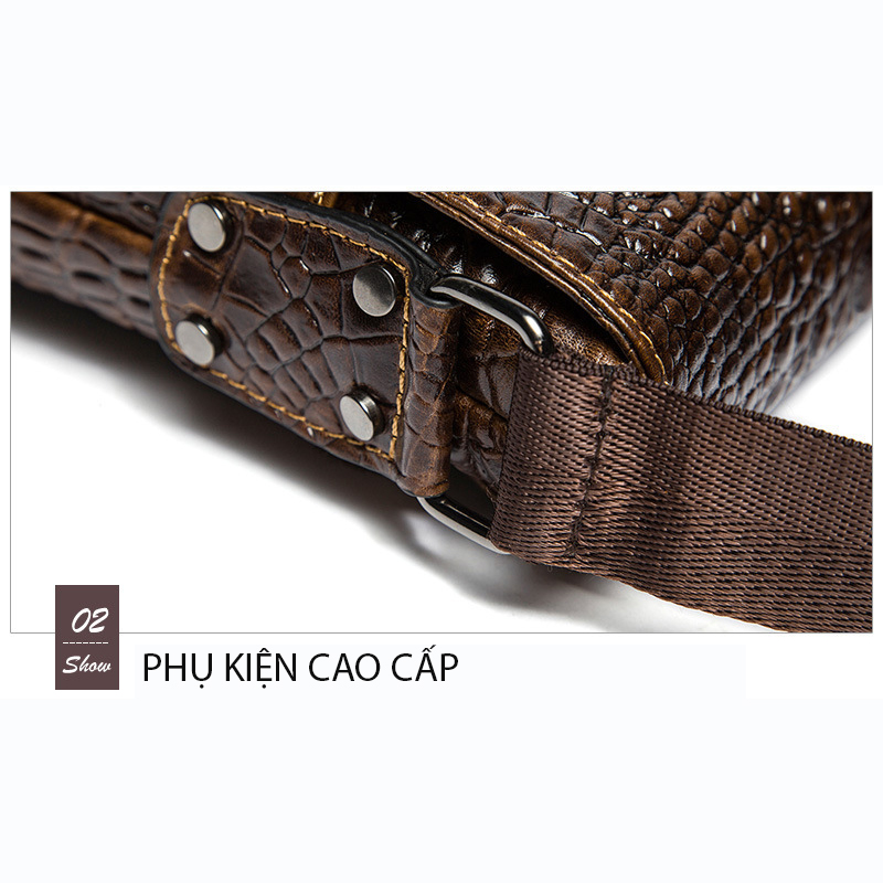 Túi đeo chéo nam DA BÒ THẬT – BEE GEE DCN9346