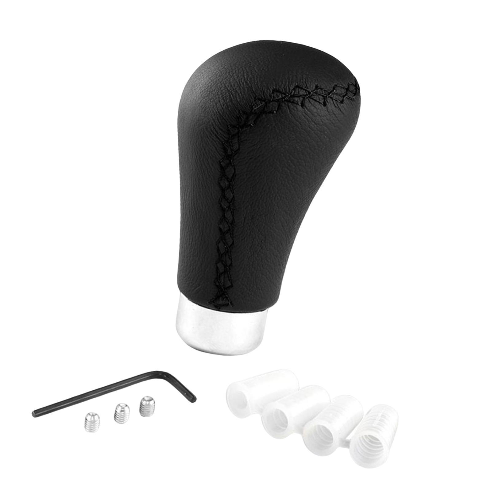 Gear Shift Knob Aluminum Alloy PU Leather Modification Red Stitch