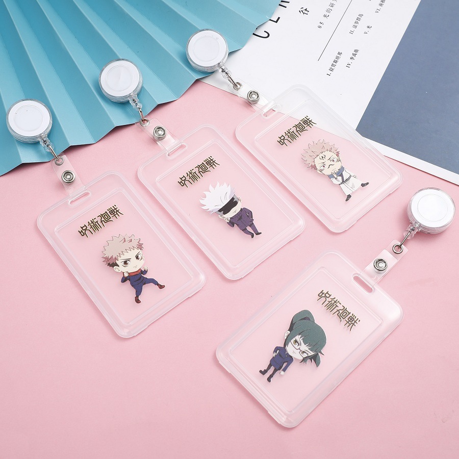 Dây đeo thẻ, Bao đựng thẻ nhựa OPP kèm dây rút tiện lợi hình nhân vật Anime chú thuật hồi chiến siêu xinh