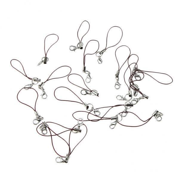 2X 20pcs DIY Mobile Cellphone Keychain Lanyard Charms DIY Rope Coffee
