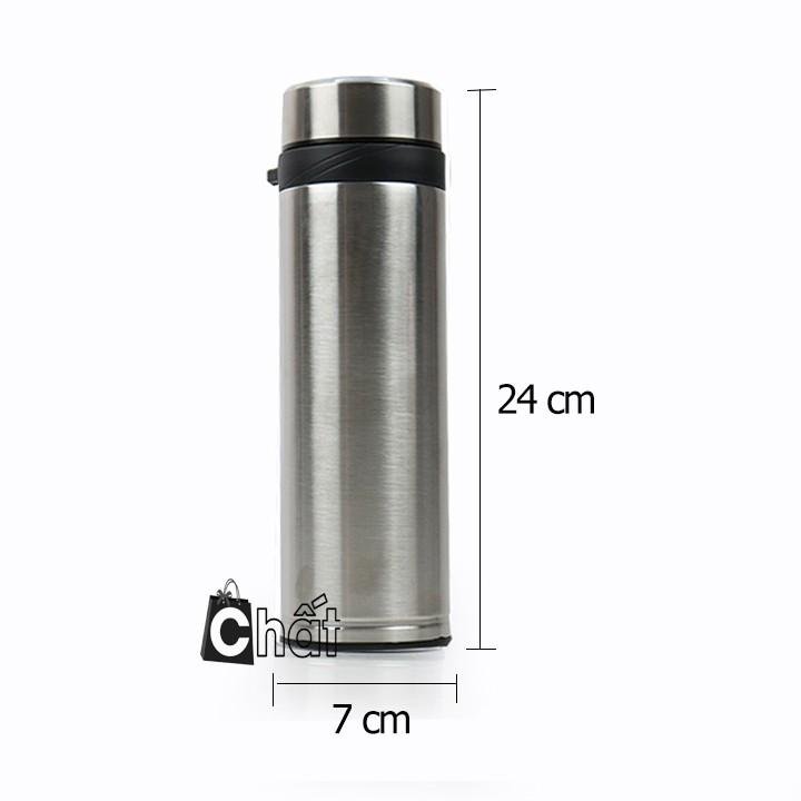 Bình đựng nước inox 600ml có dây treo nắp ron cao su đậy kín cao cấp