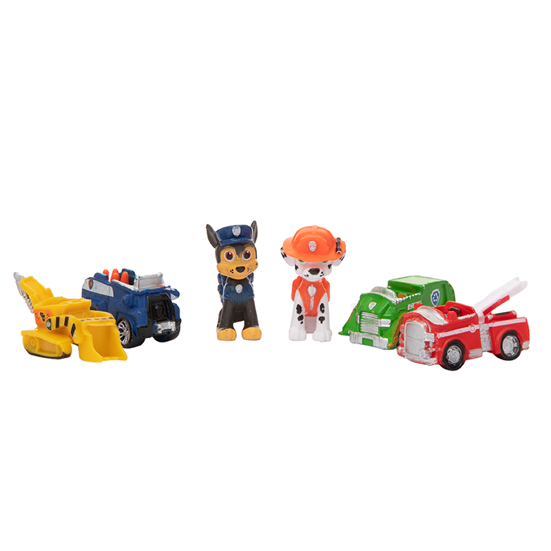 Bộ 12 đồ chơi biệt đội Chó Cứu Hộ Paw Patrol 6 chó 5 xe trang trí bánh kem