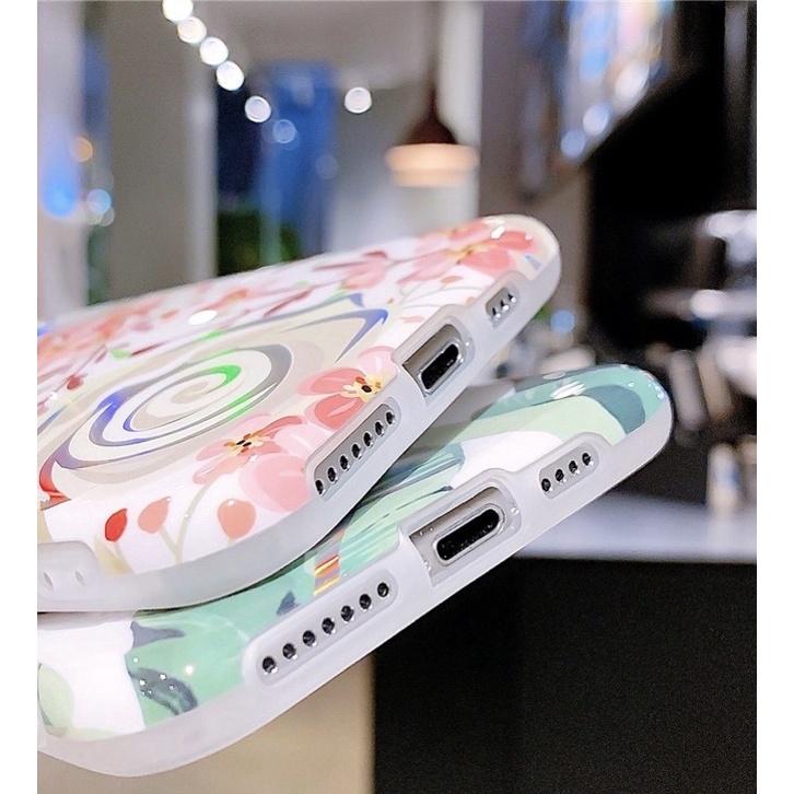 Ốp Iphon hình hoa lá ánh sáng xanh lấp lánh cho X/XS/XSMAX/11/11PROMAX/12MINI