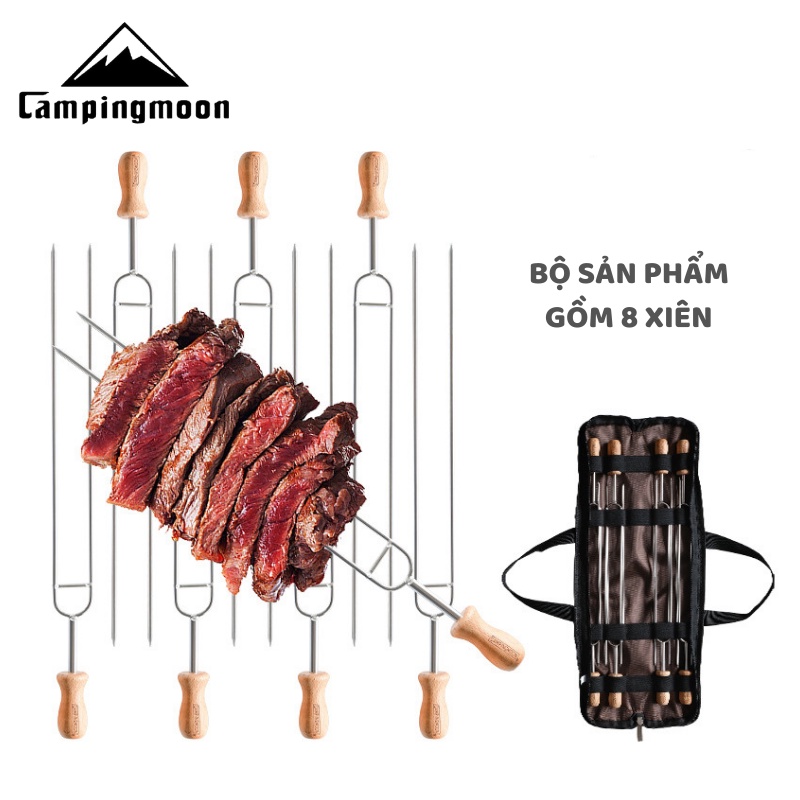 Bộ 8 xiên nướng đôi BBQ Campingmoon MK-8