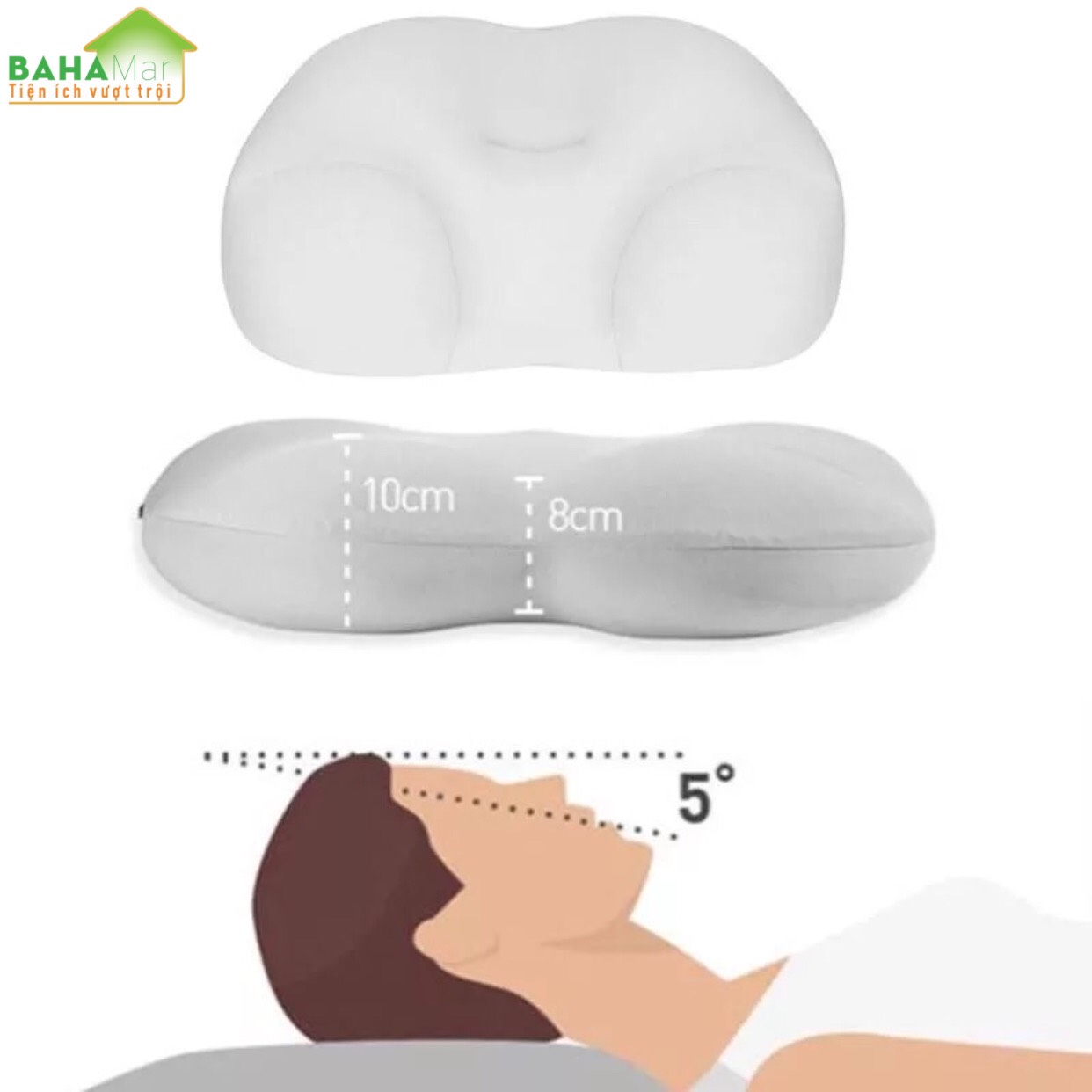 GỐI ĐÁM MÂY SIÊU MỀM HỖ TRỢ CỔ VAI, CHỈNH HÌNH THEO TƯ THẾ NGỦ "BAHAMAR" có tác dụng chỉnh tư thế ngủ thoải mái và hỗ trợ chống đau vai cổ gáy