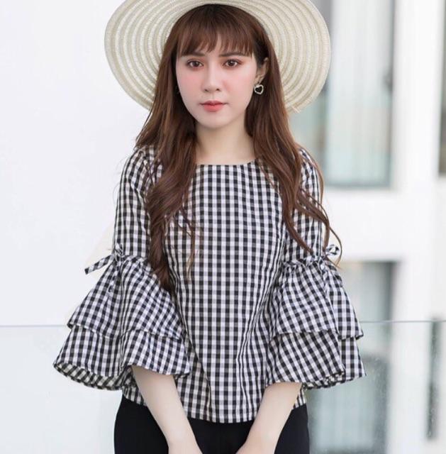 ÁO SỌC CARO TAY LOE PHONG CÁCH