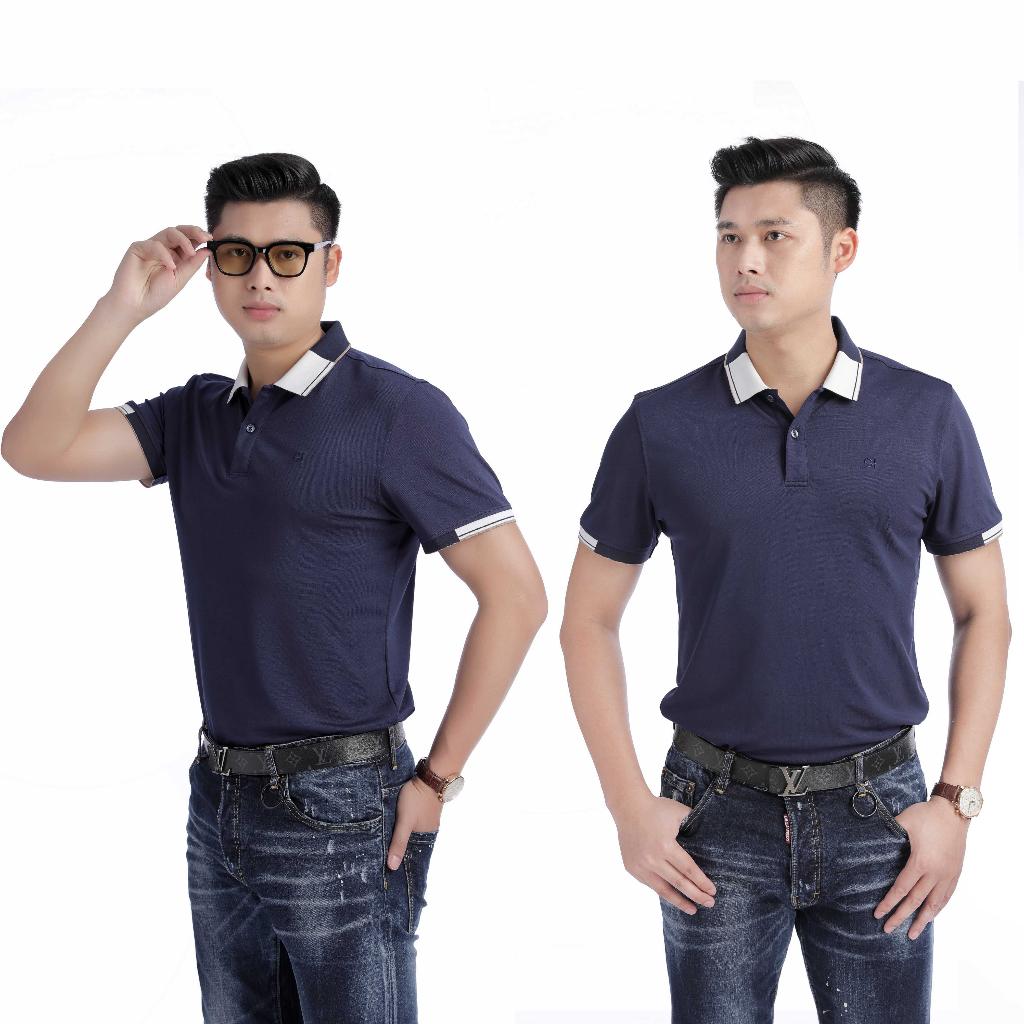 Áo polo nam cổ bẻ ngắn tay thể thao thời trang cao cấp cá sấu poly trơn xanh navy GIFASHION MPC30310