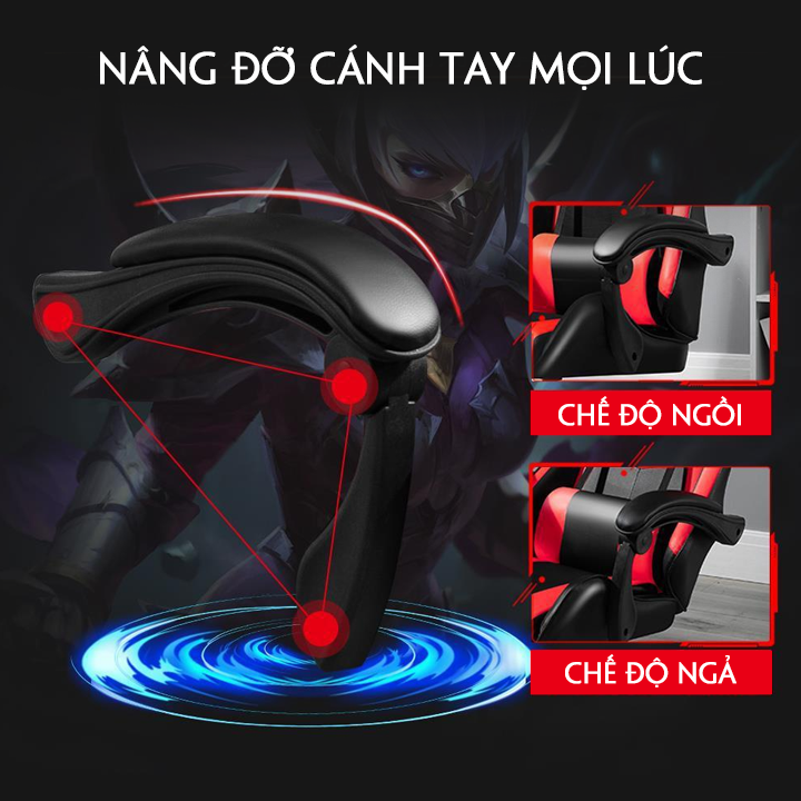 Ghế gaming bọc da cao cấp dành cho game thủ có gác chân mẫu mới