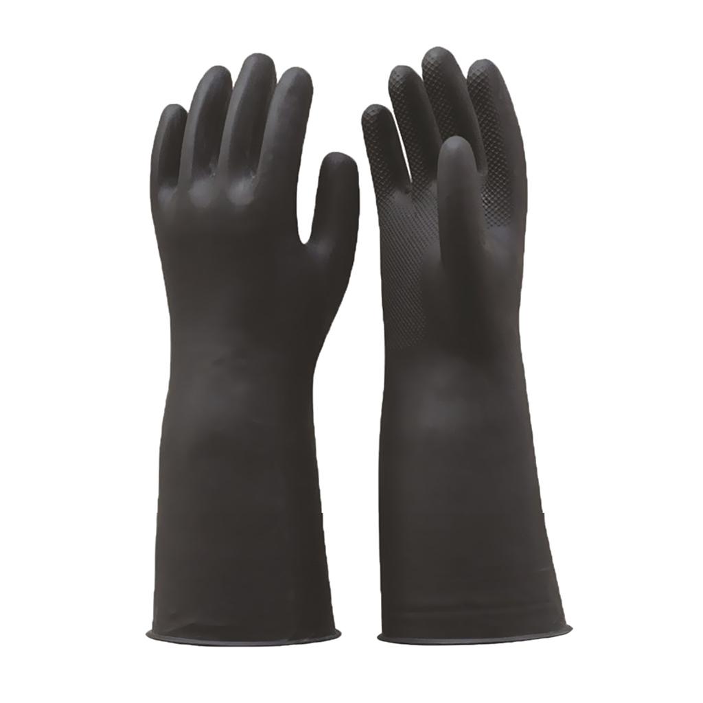 2 Pcs Black Latex Rubber Work Safety Gloves Garden Washing Housework Gloves