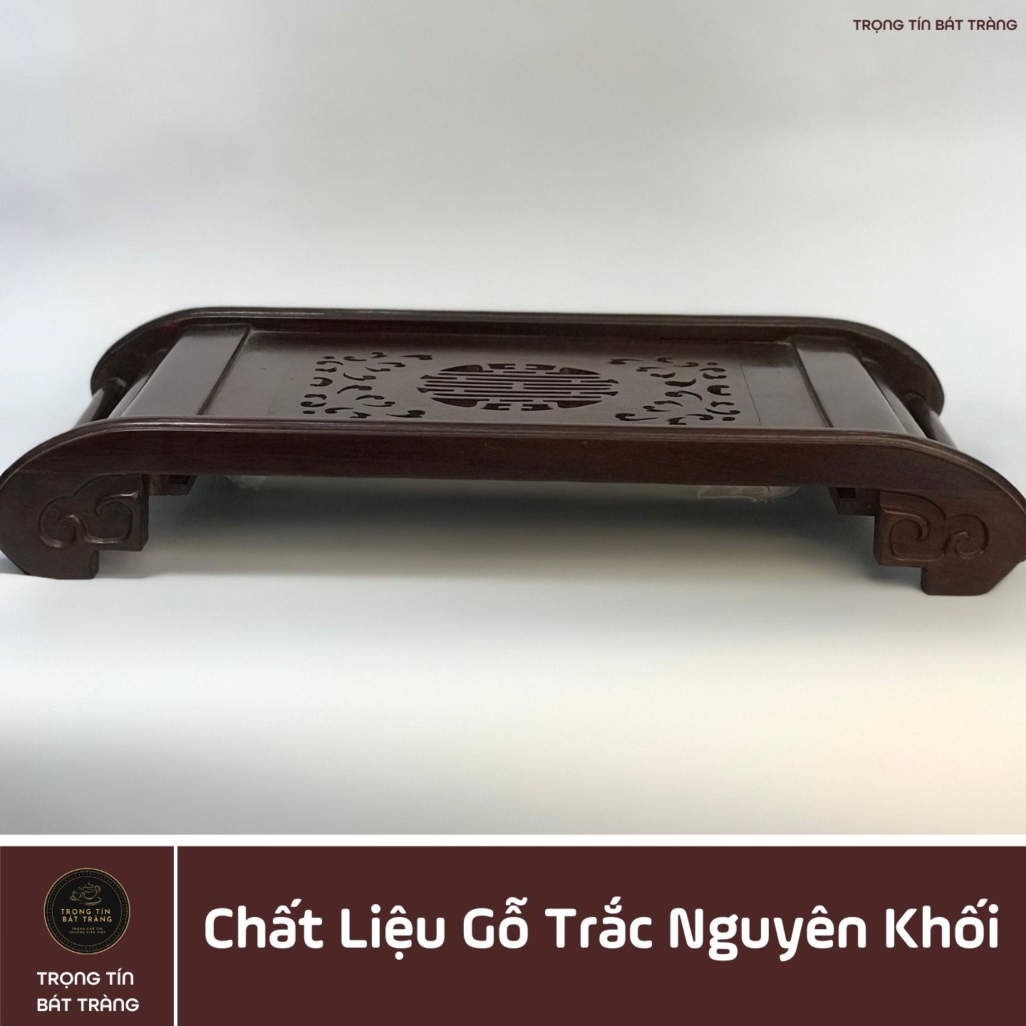 Khay Trà Gỗ Trắc Hình Chữ Nhật  Kích Thước 47*26*7 cm KT 91