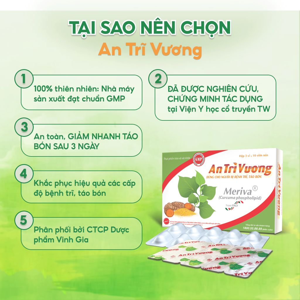 An Trĩ Vương Hỗ Trợ Cải Thiện Táo Bón Giúp Thanh Nhiệt, Giải Độc Có Thể Sử Dụng Cho Phụ Nữ Có Thai Hộp 30 Viên