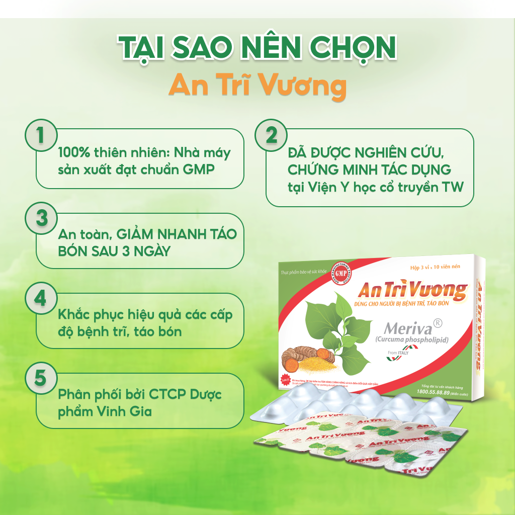 Combo 6 Hộp Viên Uống An Trĩ Vương Cải Thiện Trĩ, Táo Bón, Nứt Kẽ Hậu Môn, Giảm Đau Rát, Chảy Máu 30 Viên/Hộp