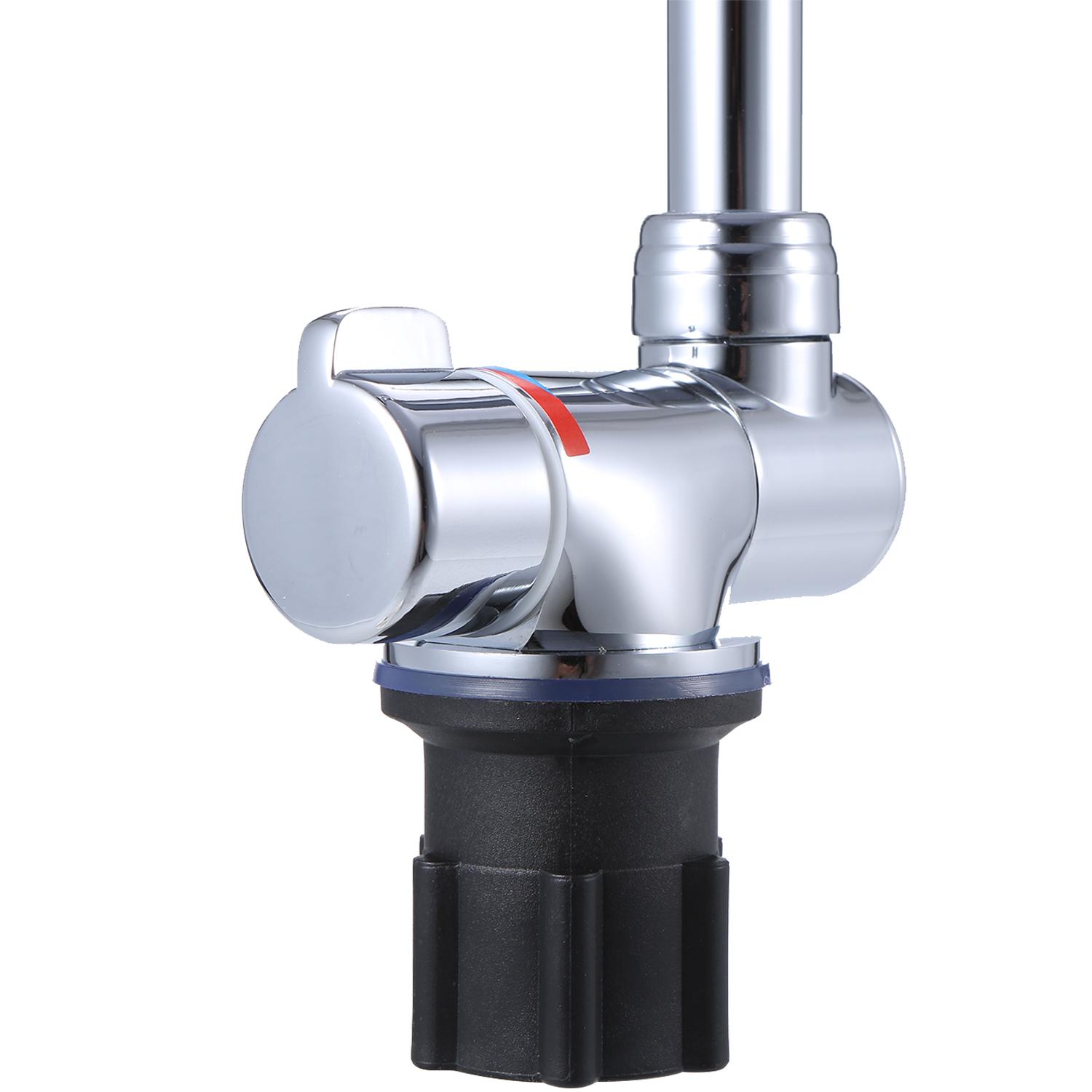 Vòi nhà bếp có thể gập lại 360 °, có vòi nóng lạnh, mạ crome sáng bóng