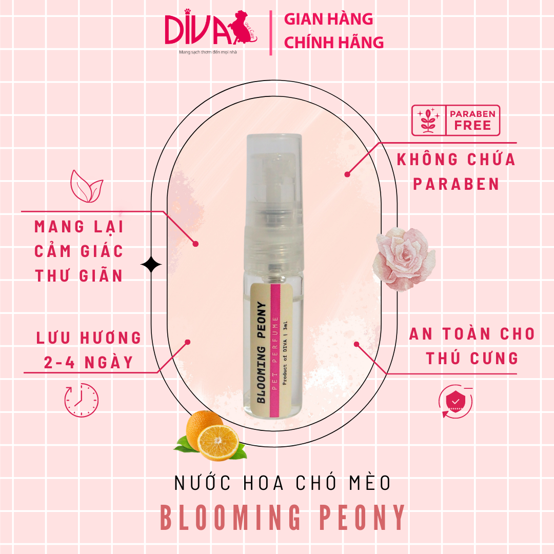 NƯỚC HOA CAO CẤP CHO THÚ CƯNG DIVA - BLOOMING PEONY 2.5 ML