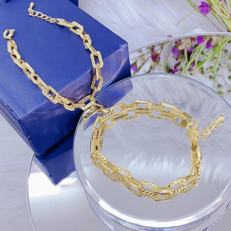 Lắc tay mắc xích vuông mạ vàng 18k siêu đẹp LV38